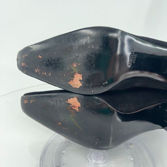 Robert Clergerie France Women's Pump Size 7 Square Toe Heel Black Suede Shoe - Picture 11 of 16